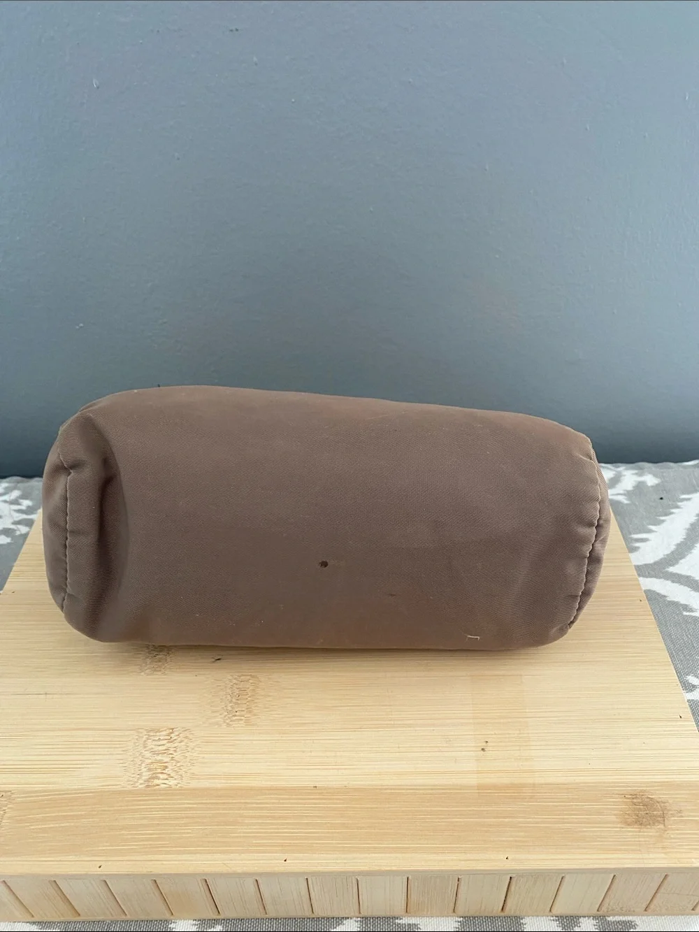 Prada Brown Nylon Toiletry/Cosmetic Pouch with Logo Plaque